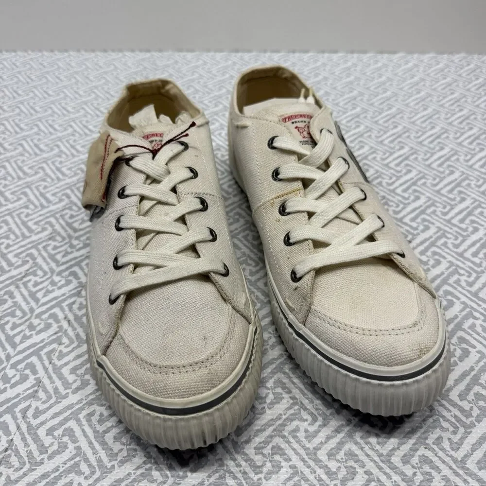 True Religion Vintage Canvas Low Top Sneakers White Men’s Size 11 TR118113 READ!